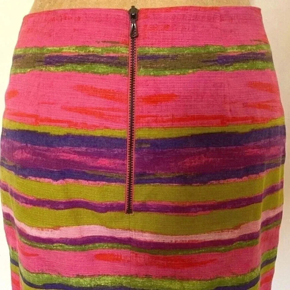 ANN TAYLOR Watercolor Print Pink Purple Green Cotton Pencil Skirt Size 4 - Picture 7 of 9